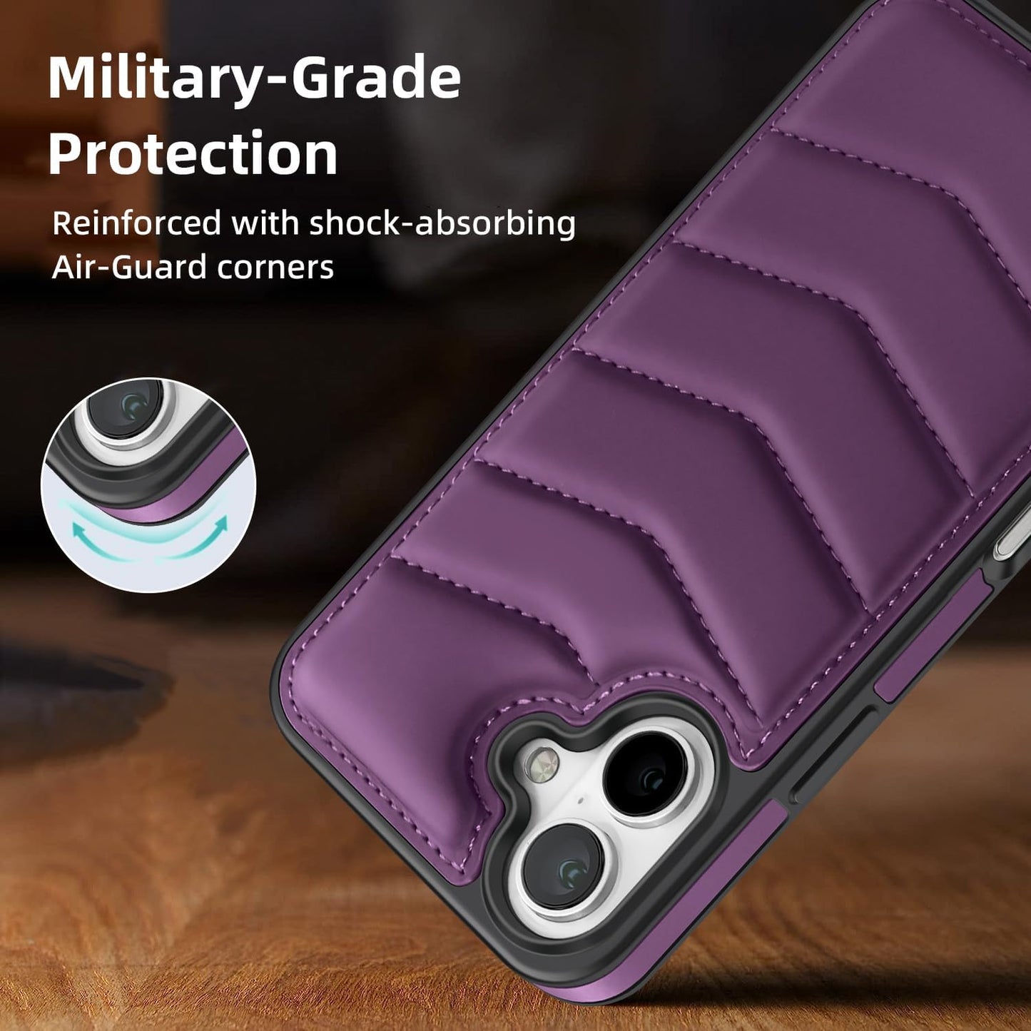 Lycra Down Phone Case for iPhone 16 Plus with [Credit Card Holder] [RFID] Invisible Flip Holder, Magnetic car mount, waterproof and drop-proof, comfortable to hold Green