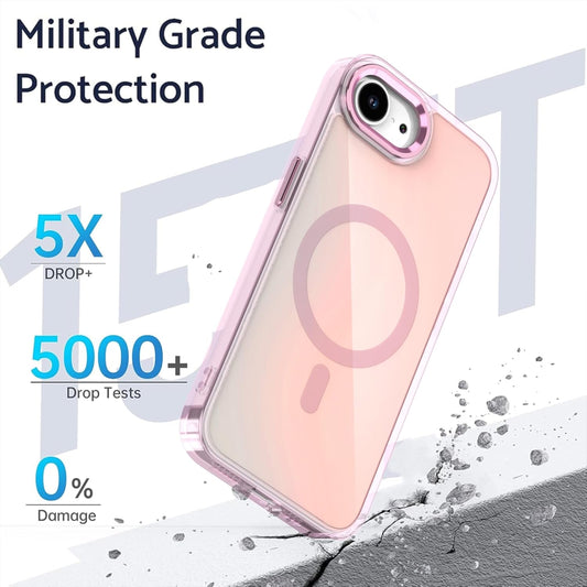 iTape Shiny Color Changing Chameleon Phone Case for iPhone16E, double-layer shockproof airbag anti-fall protective case, supports wireless charging, magnetic phone case White
