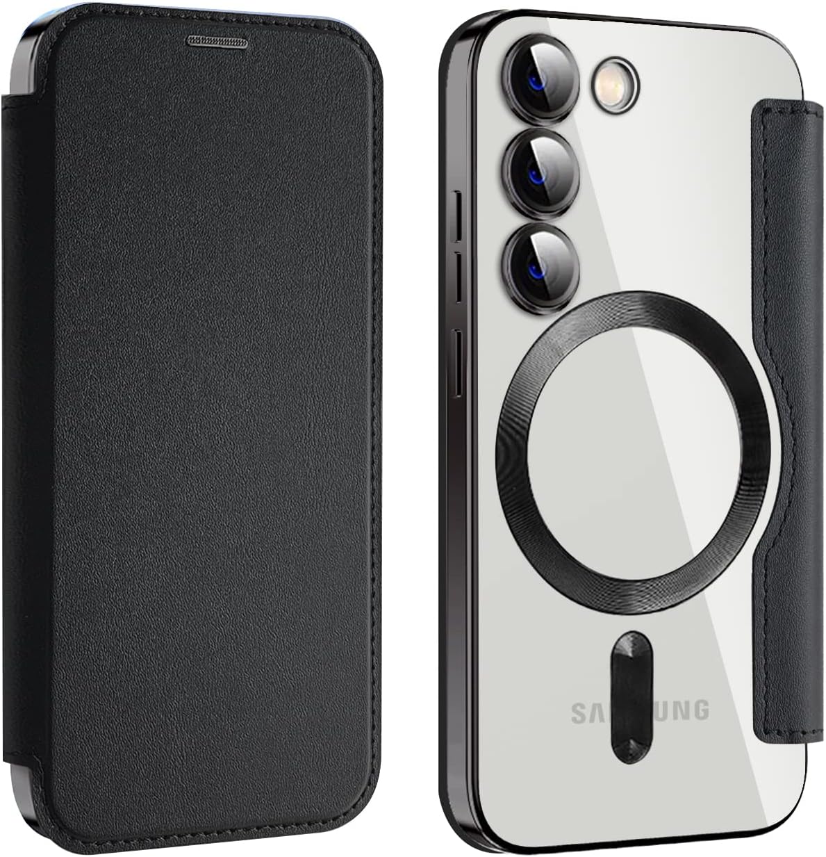 iTape Wallet phone case suitable for Samsung Galaxy S23 with [Credit Card Holder][RFID Blocking], compatible with magnetic wireless charging Green
