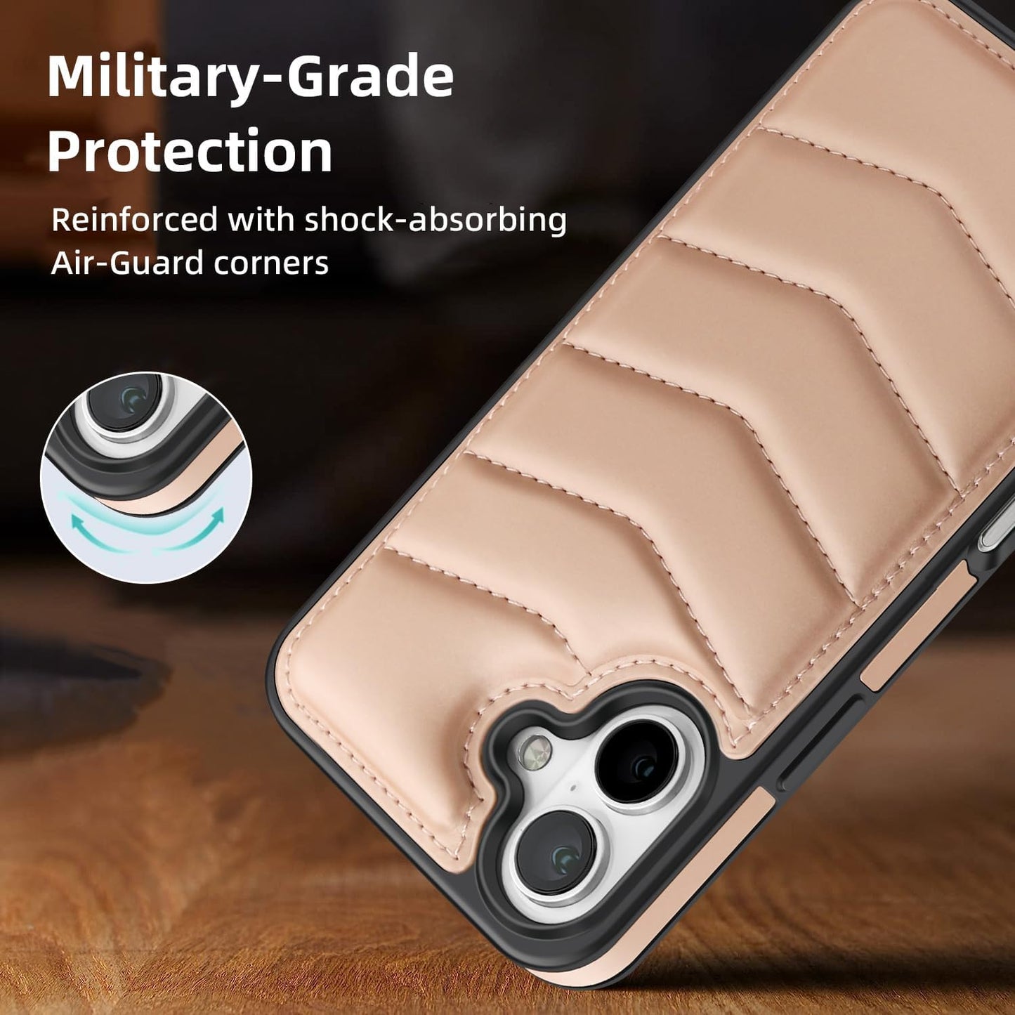 Lycra Down Phone Case for iPhone 16 Plus with [Credit Card Holder] [RFID] Invisible Flip Holder, Magnetic car mount, waterproof and drop-proof, comfortable to hold Green