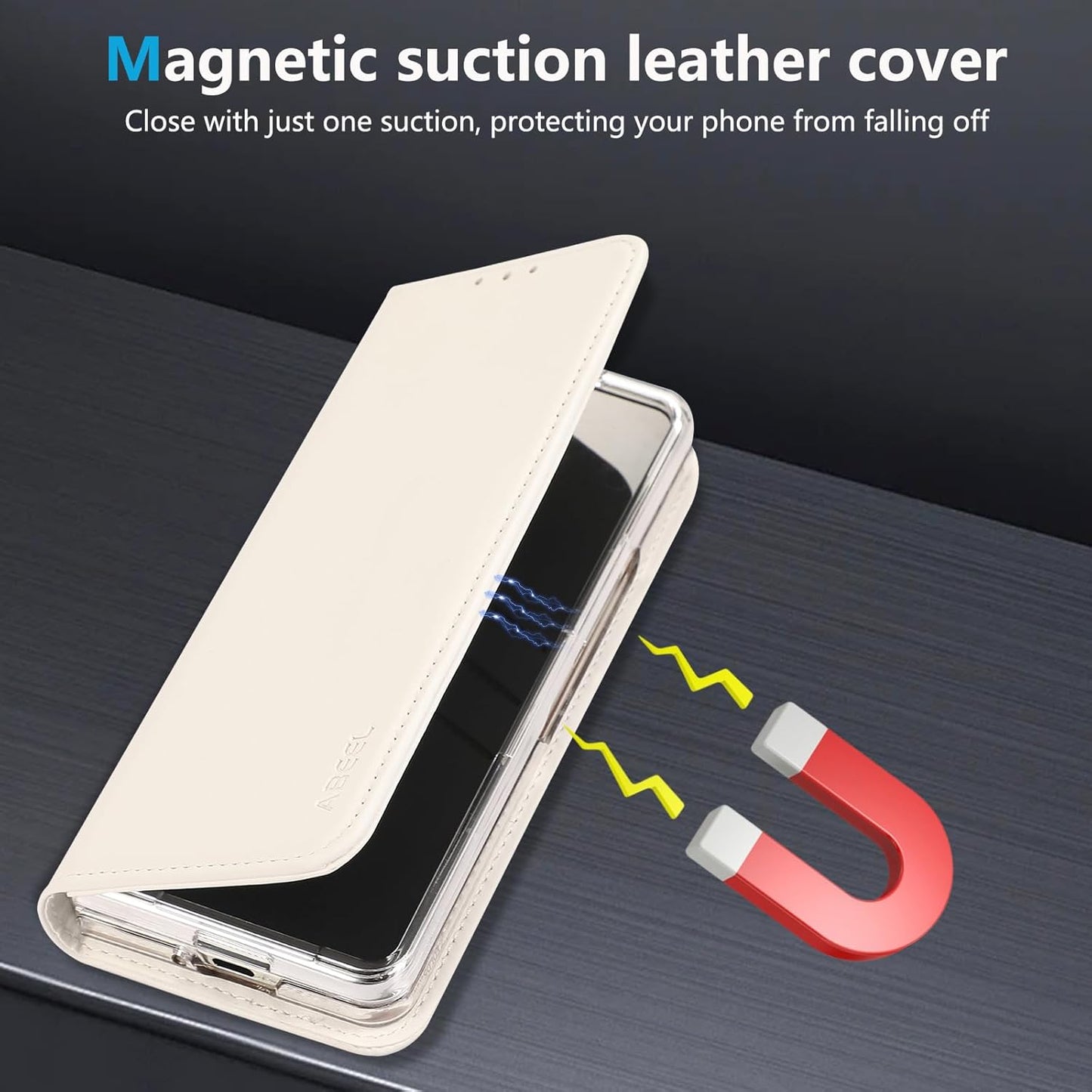 iTape Magnetic Leather Case for Samsung Galaxy Z Fold6, RFID Anti-theft Wallet Phone Case, Multi-Card Slot Magnetic Flip Cover Black