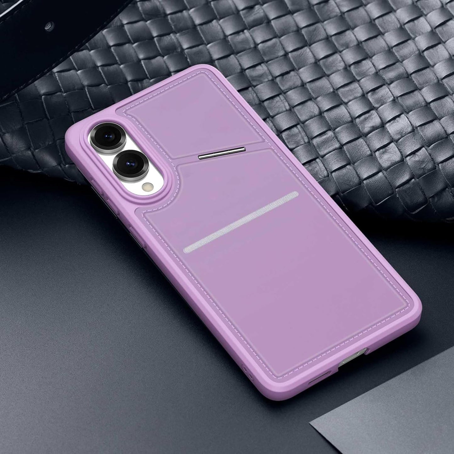 iTape 3 in 1 Magnetic Holder Phone Case for Samsung Galaxy S25 Edge, Wireless Charging Dual Card Phone Case Compatible with Samsung Galaxy S25 Edge RFID anti-theft card Purple