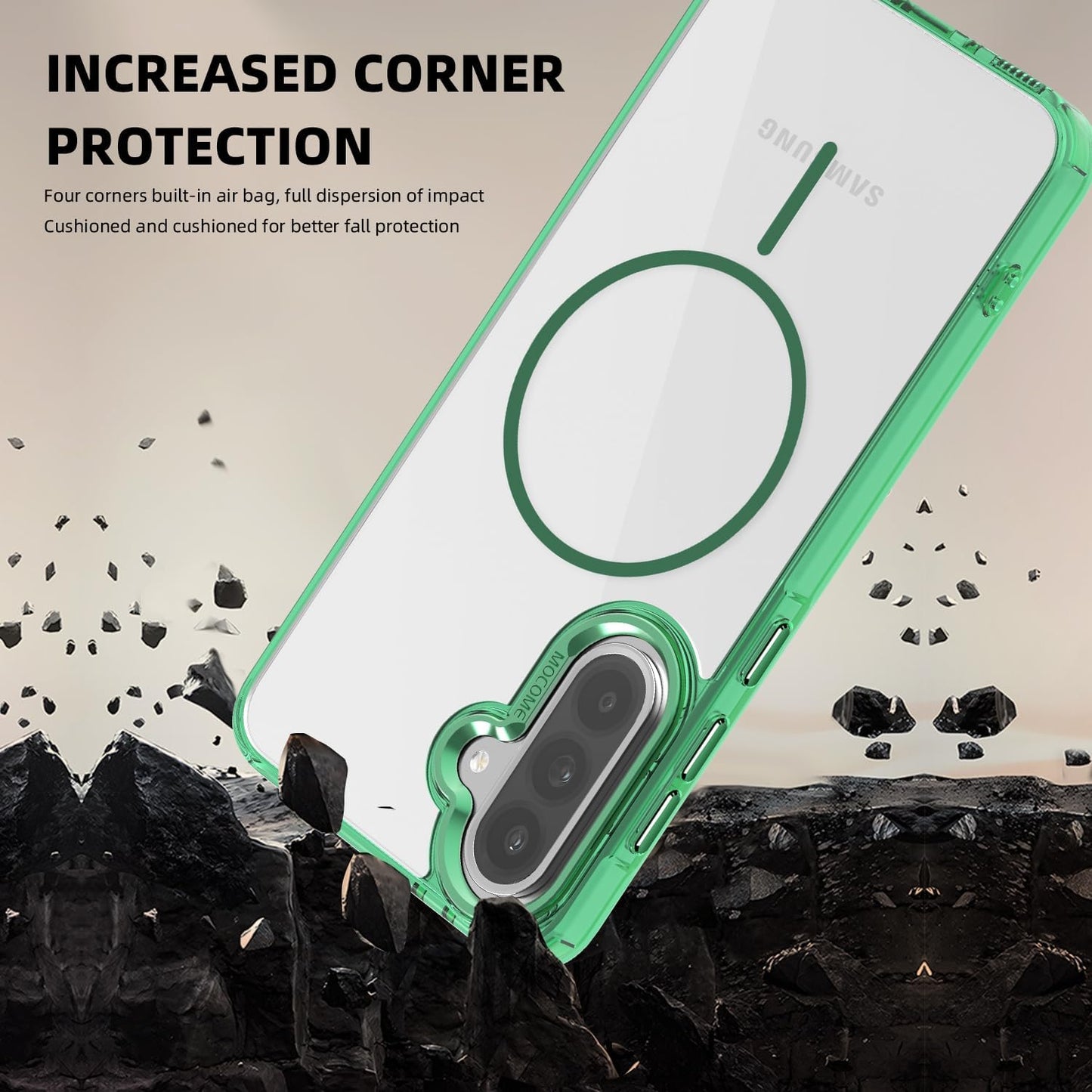 iTape Magnetic transparent phone case for Samsung Galaxy A36, supports wireless charging, military-grade drop-proof, compatible with Samsung Galaxy A36 Car magnetic bracket
