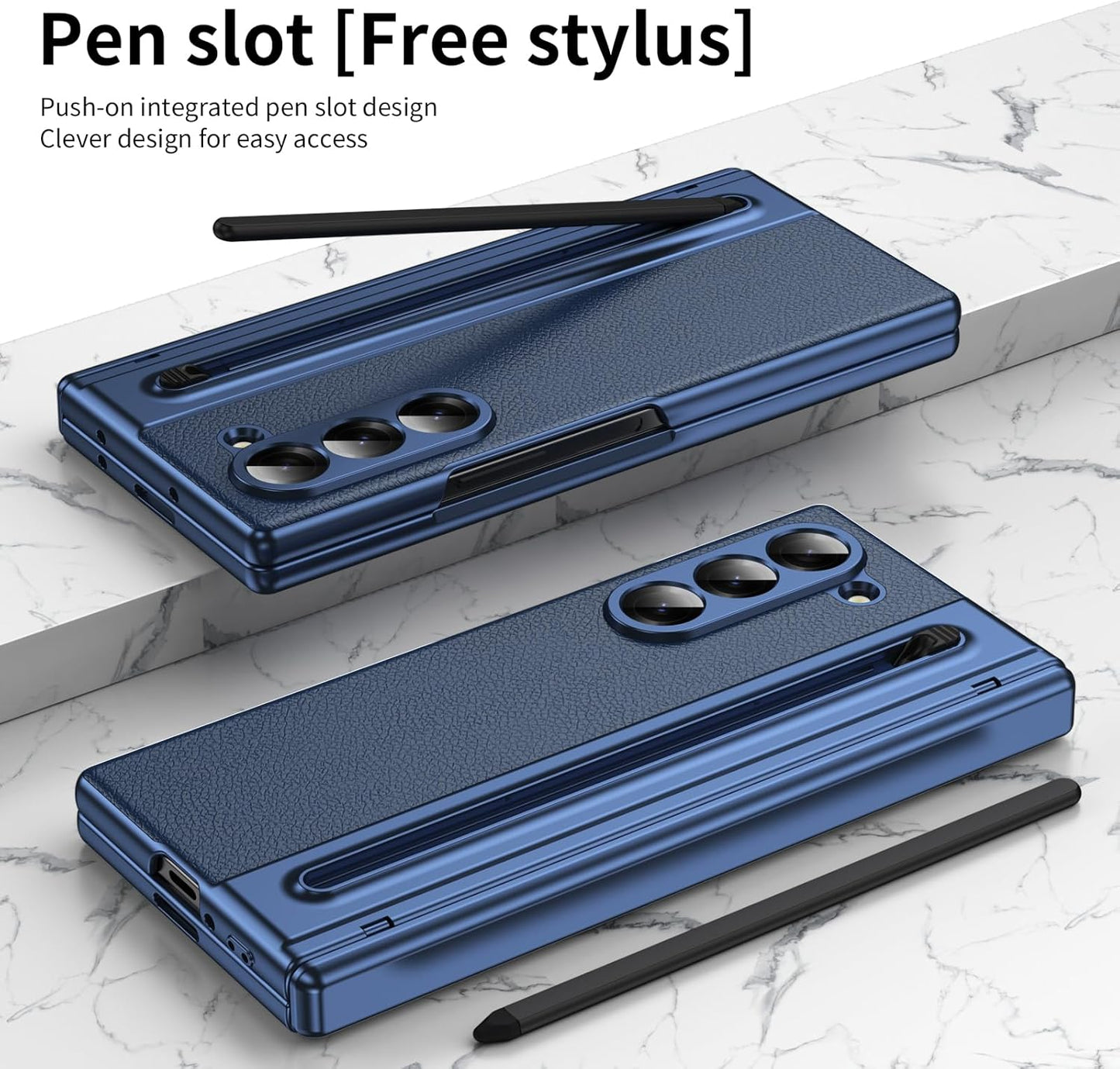 Lightweight phone case for Samsung Galaxy Z Fold6, hinged case supports wireless charging with lens protection, screen protector, complimentary stylus, drop-proof and fingerprint resistant