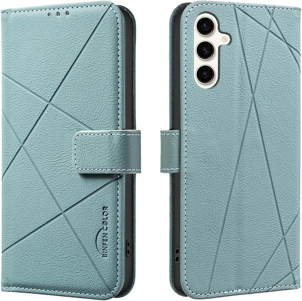 iTape Wallet phone case for Samsung Galaxy A56, RFID anti-theft wallet, pressed edge leather case flip cover stand Green
