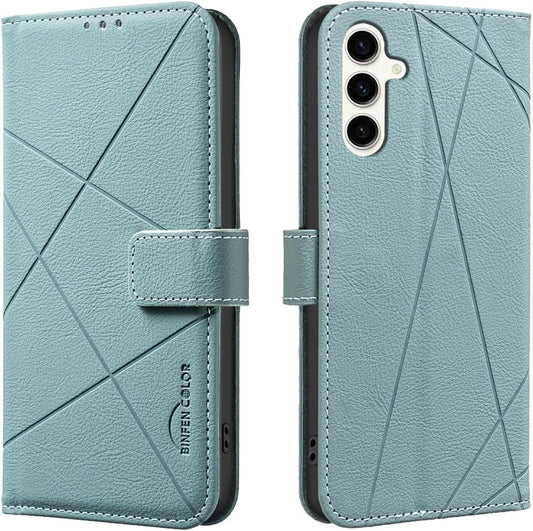 iTape Wallet phone case for Samsung Galaxy A56, RFID anti-theft wallet, pressed edge leather case flip cover stand Green