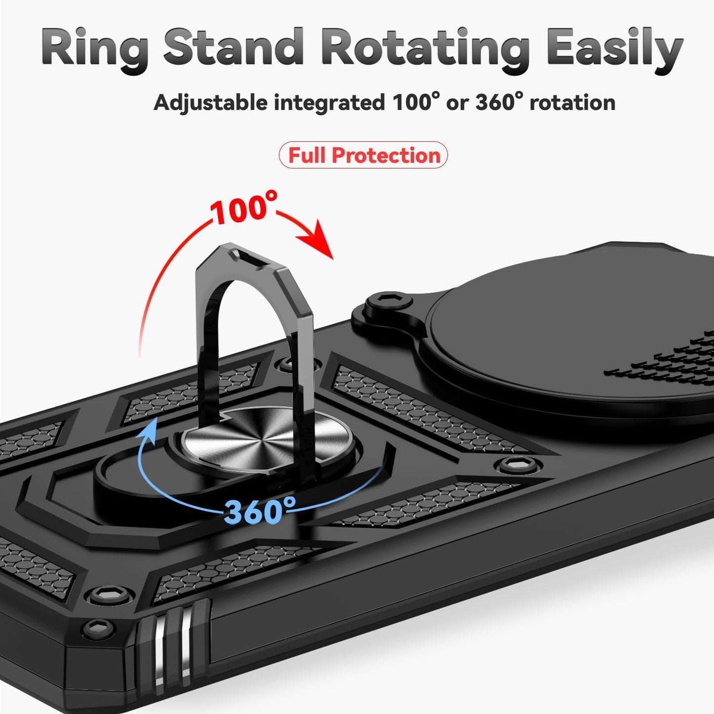 Magnetic Car Mount 2 in 1 Phone Case for Xiaomi Redmi Note 14 Pro+ 5G, Military Grade Protective Case, Phone Case Built-in 360° Rotating Ring Bracket Buckle Push Window Lens Protection