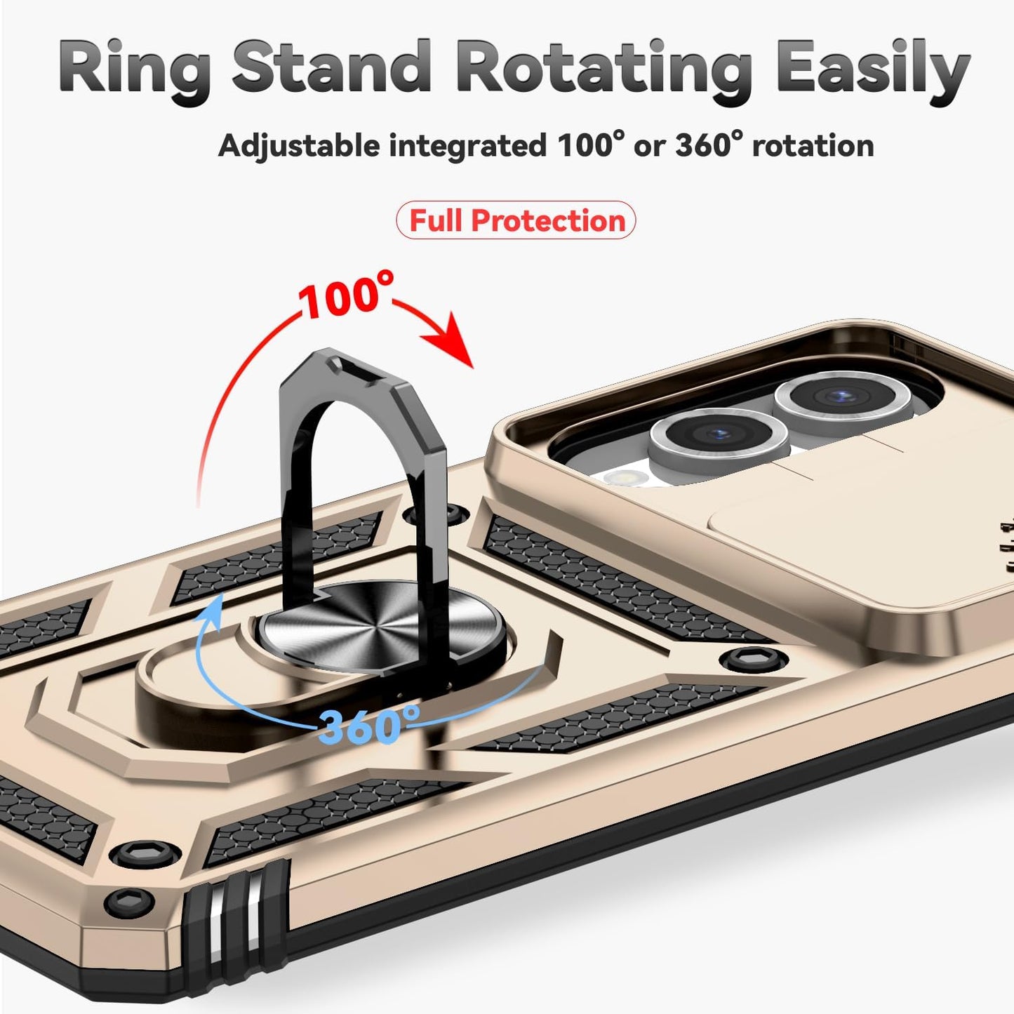 iTape Magnetic Car Mount 2 in 1 Phone Case for Samsung Galaxy S25 Edge 5G, Military Grade Protective Case, Phone Case Built-in 360° Rotating Ring Bracket Buckle Push Window Lens Protection Red