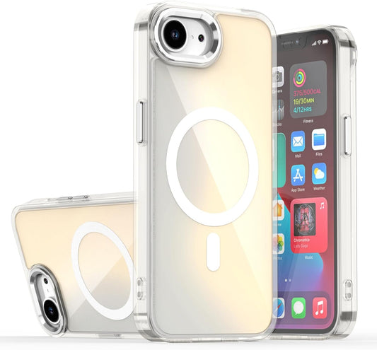 iTape Shiny Color Changing Chameleon Phone Case for iPhone16E, double-layer shockproof airbag anti-fall protective case, supports wireless charging, magnetic phone case White