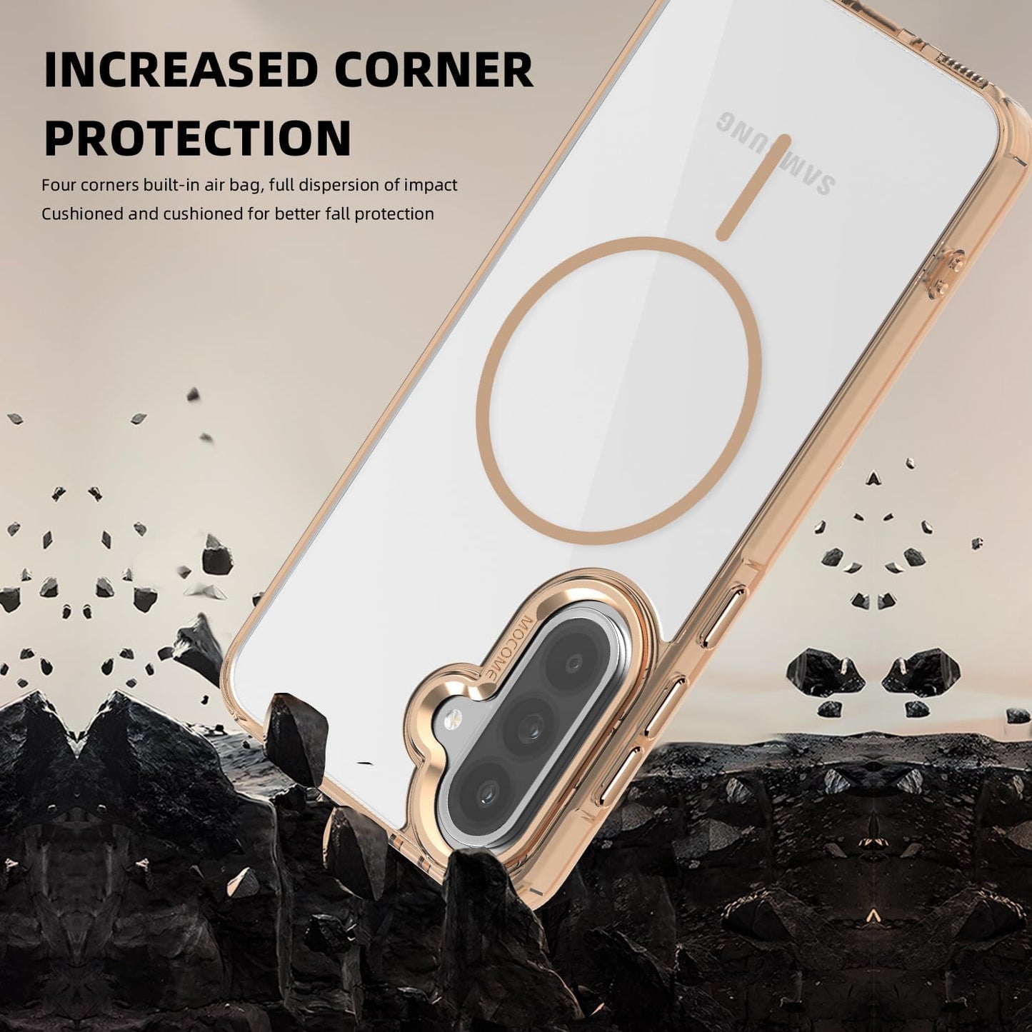 iTape Magnetic transparent phone case for Samsung Galaxy A36, supports wireless charging, military-grade drop-proof, compatible with Samsung Galaxy A36 Car magnetic bracket