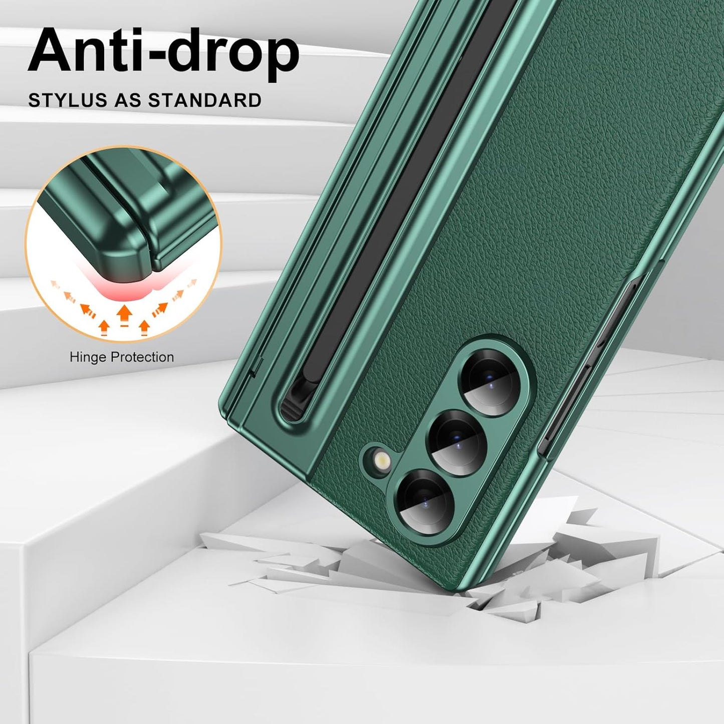 Lightweight phone case for Samsung Galaxy Z Fold6, hinged case supports wireless charging with lens protection, screen protector, complimentary stylus, drop-proof and fingerprint resistant