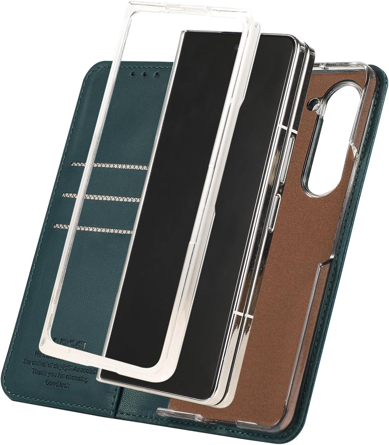 iTape Magnetic Leather Case for Samsung Galaxy Z Fold5, RFID Anti-theft Wallet Phone Case, Multi-Card Slot Magnetic Flip Cover Green