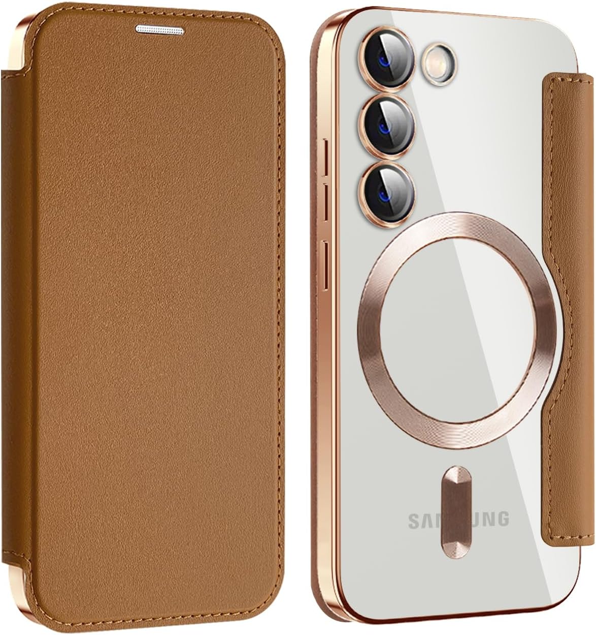iTape Wallet phone case suitable for Samsung Galaxy S23 with [Credit Card Holder][RFID Blocking], compatible with magnetic wireless charging Green