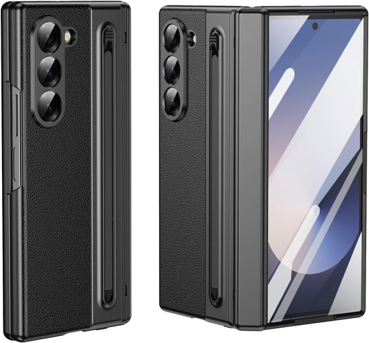 Lightweight phone case for Samsung Galaxy Z Fold6, hinged case supports wireless charging with lens protection, screen protector, complimentary stylus, drop-proof and fingerprint resistant