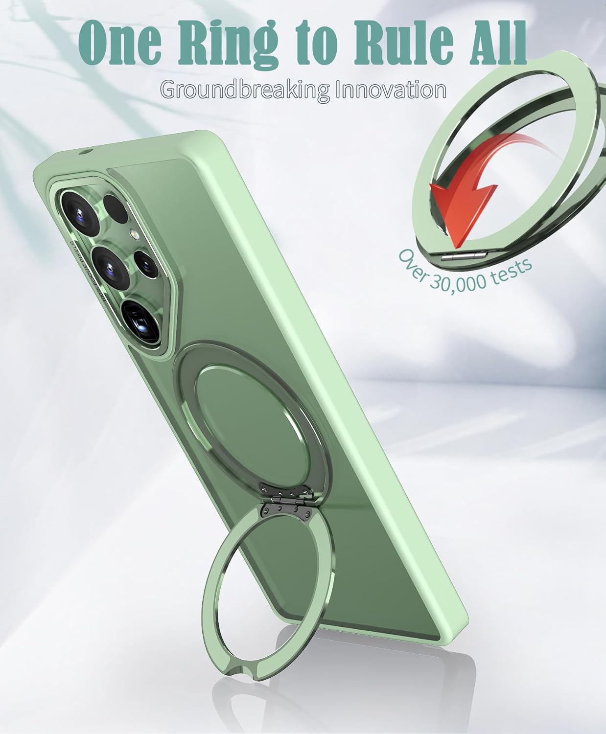 iTape Magnetic phone case for Samsung Galaxy S25 Ultra, 360° rotating bracket supports wireless charging, shockproof ultra-thin shell Pink
