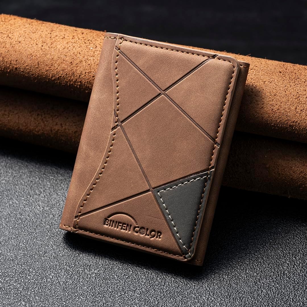iTape Leather Magnetic Phone Wallet Compatible with Various Phone Models Android and iOS, Ultra-thin Trifold Wallet Card Holder Flip Stand Purple