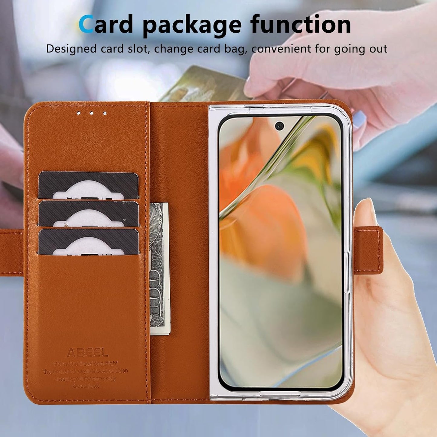 iTape Folding Magnetic Leather Case for Google Pixel 9 Pro Fold, RFID Anti-theft Wallet Phone Case, Multi-Card Slot Magnetic Flip Cover Holder Pink
