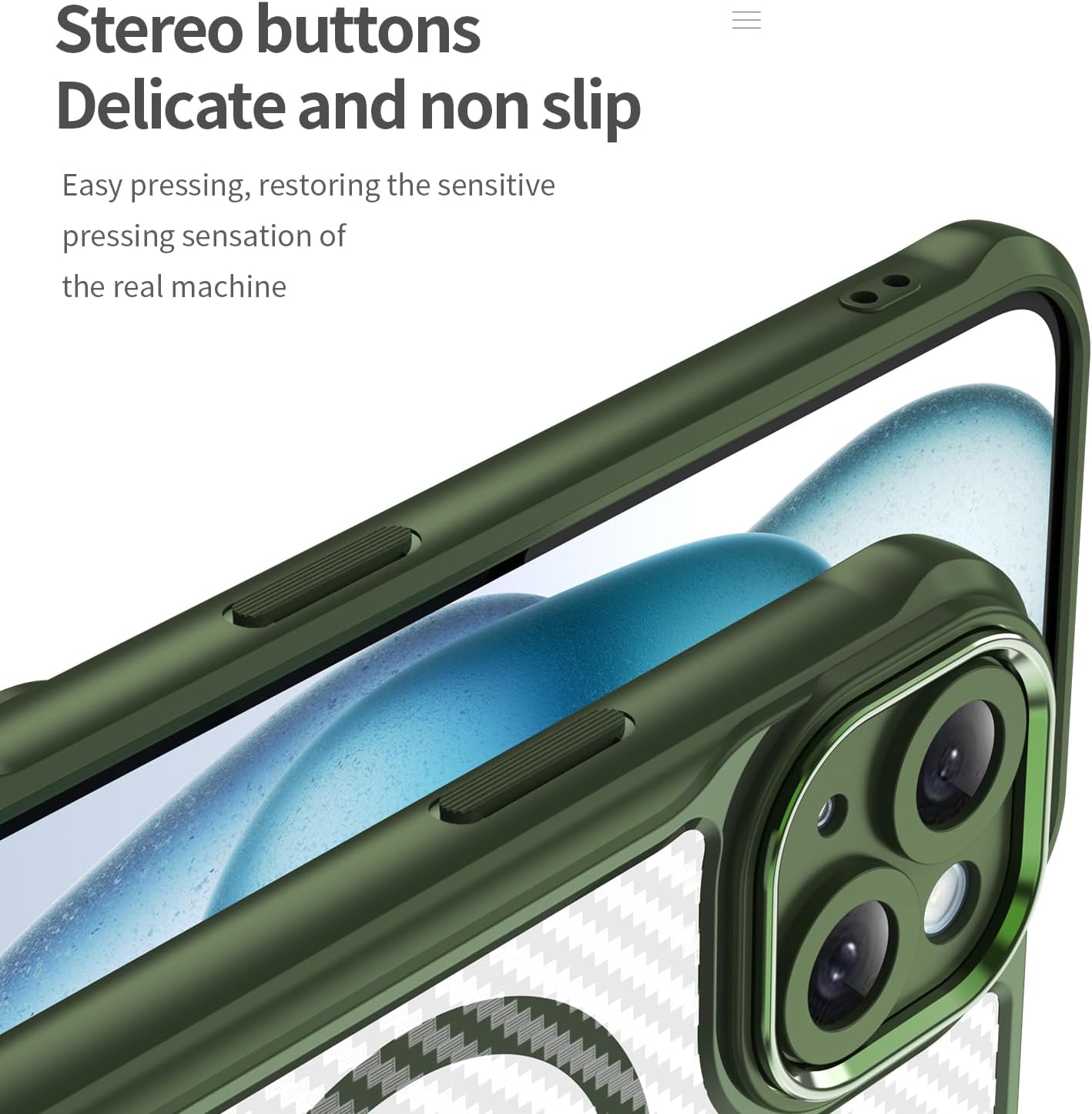 Magnetic carbon fibre case for iPhone 15, support wireless charging, carbon fibre shockproof slim case Blue