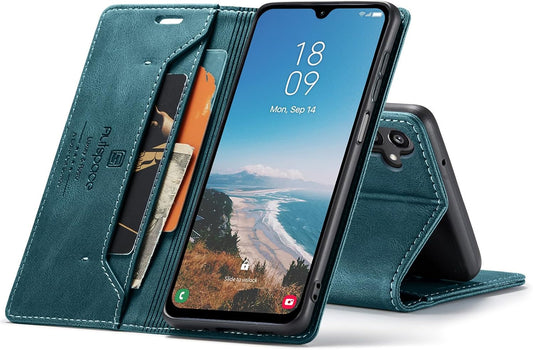 iTape Retro frosted soft leather mobile phone case for Samsung Galaxy A16, RFID (anti-theft swipe), wallet card slot flip cover stand, Green