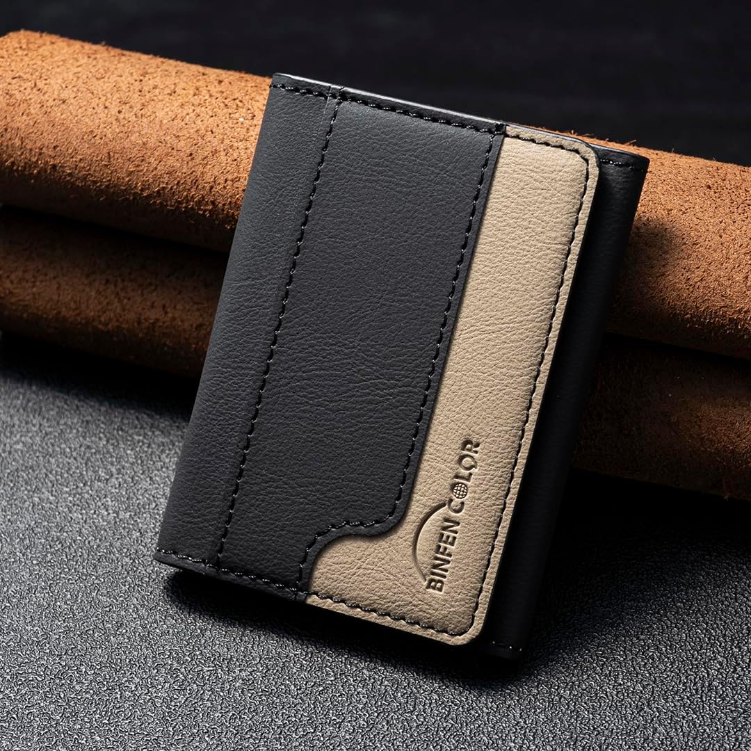 iTape Leather Magnetic Phone Wallet Compatible with Various Phone Models Android and iOS, Colorblock Horizontal Magnetic Card Holder Ultra-thin Wallet Card Holder Flip Stand Green