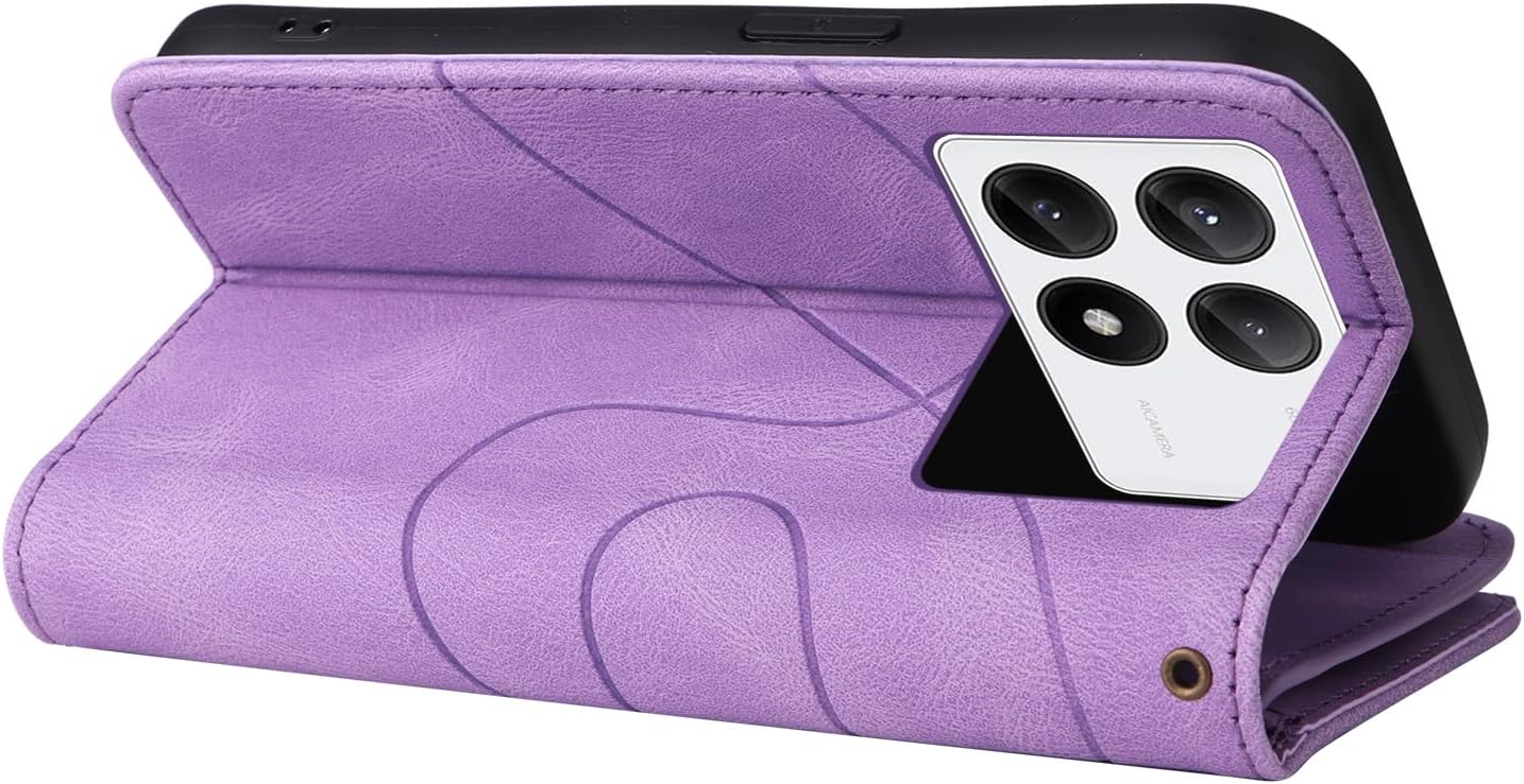 iTape 9 Card Slots Phone Case for Xiaomi POCO X6 PRO 5G, Zipper Wallet, Dual Color Stitching Color Flip Stand Card Slots Cash Clip Shockproof, Wrist Strap Black
