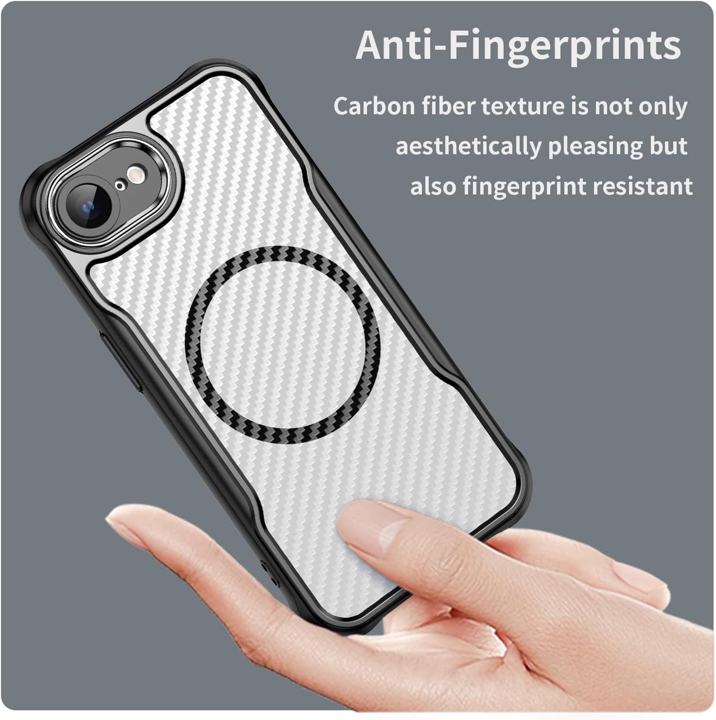 Magnetic carbon fibre case for iPhone 16E, support wireless charging, carbon fibre shockproof slim case Purple