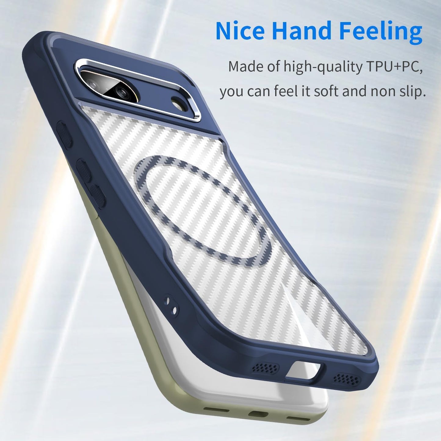iTape Magnetic carbon fibre case forGoogle Pixel 8a, support wireless charging, carbon fibre shockproof slim case Black