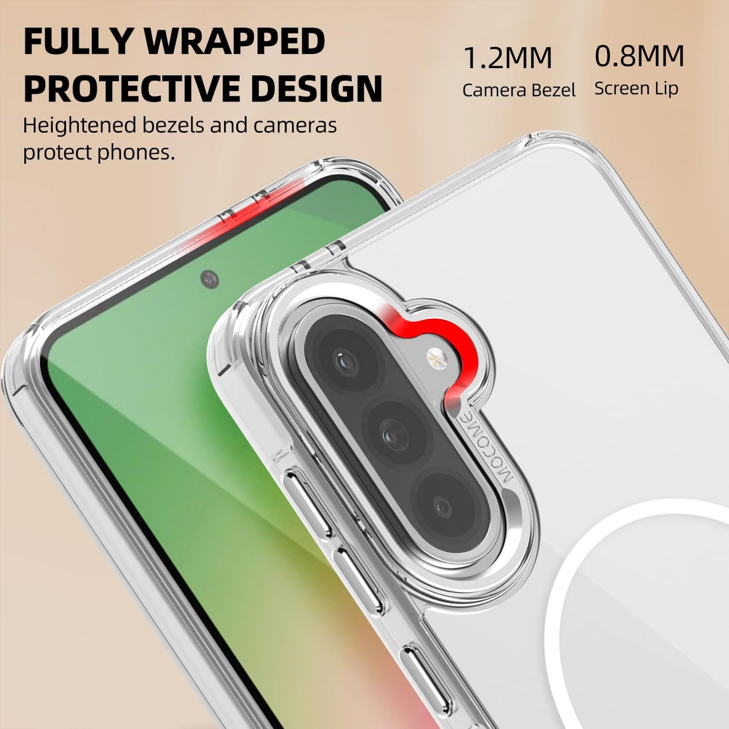 iTape Magnetic transparent phone case for Samsung Galaxy A36, supports wireless charging, military-grade drop-proof, compatible with Samsung Galaxy A36 Car magnetic bracket