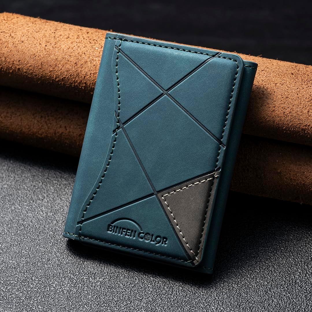 iTape Leather Magnetic Phone Wallet Compatible with Various Phone Models Android and iOS, Ultra-thin Trifold Wallet Card Holder Flip Stand Purple