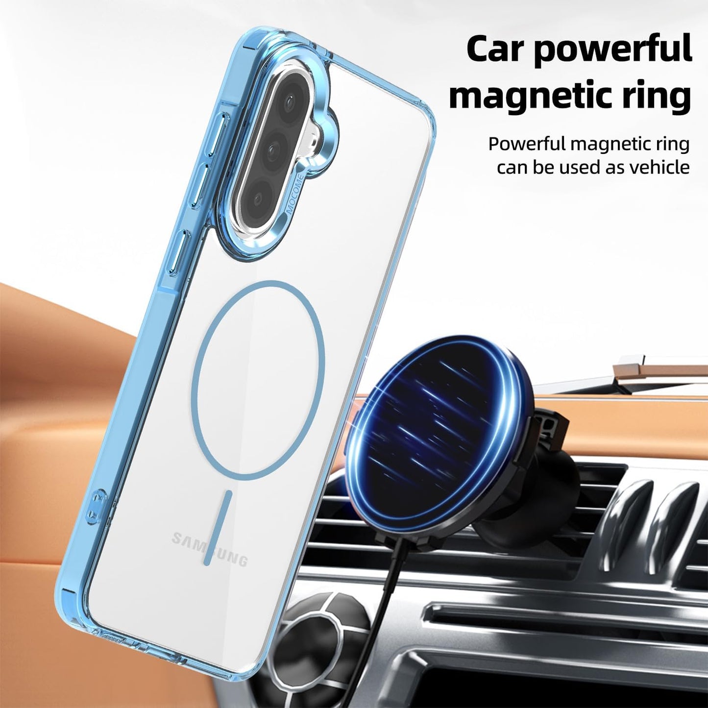 iTape Magnetic transparent phone case for Samsung Galaxy A36, supports wireless charging, military-grade drop-proof, compatible with Samsung Galaxy A36 Car magnetic bracket