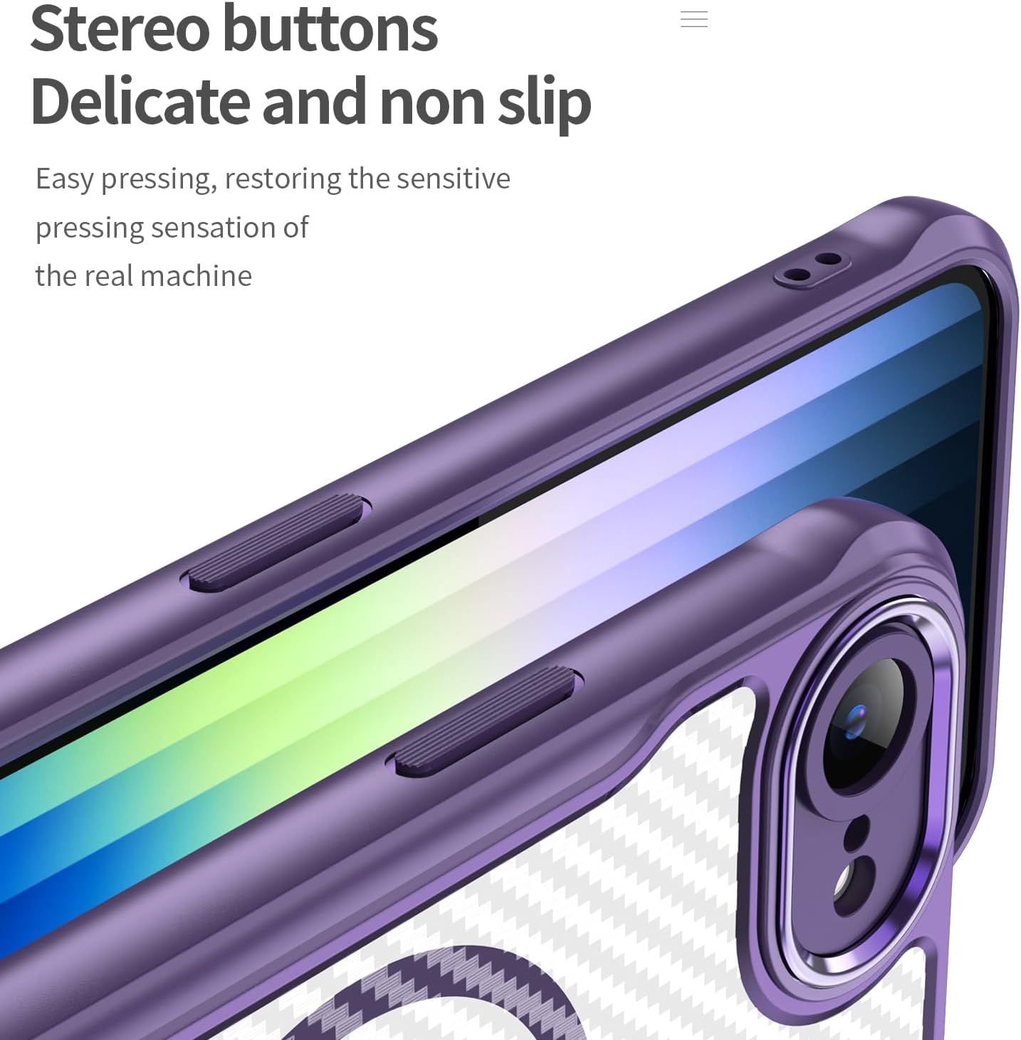 Magnetic carbon fibre case for iPhone 16E, support wireless charging, carbon fibre shockproof slim case Purple