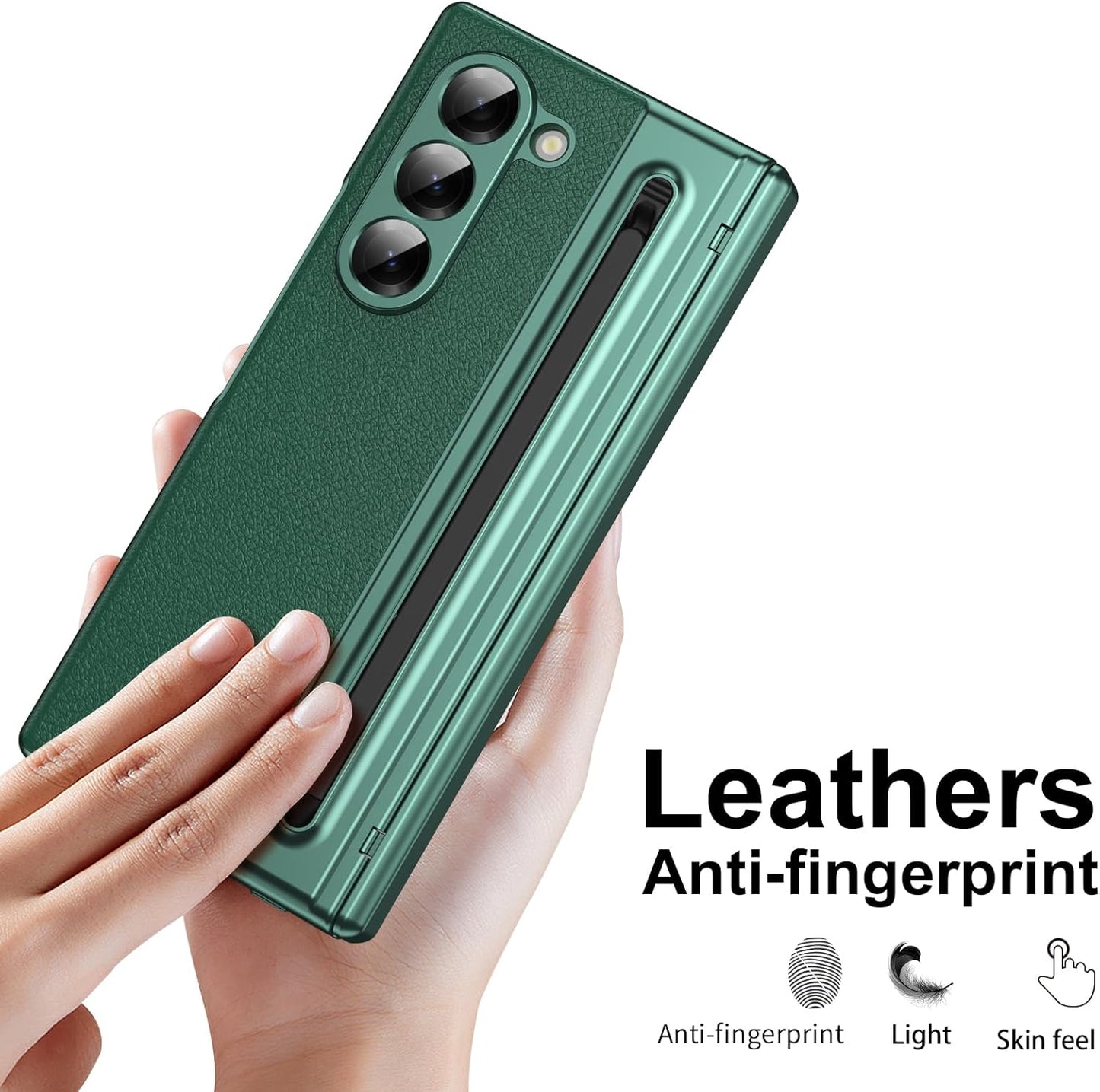 Lightweight phone case for Samsung Galaxy Z Fold6, hinged case supports wireless charging with lens protection, screen protector, complimentary stylus, drop-proof and fingerprint resistant