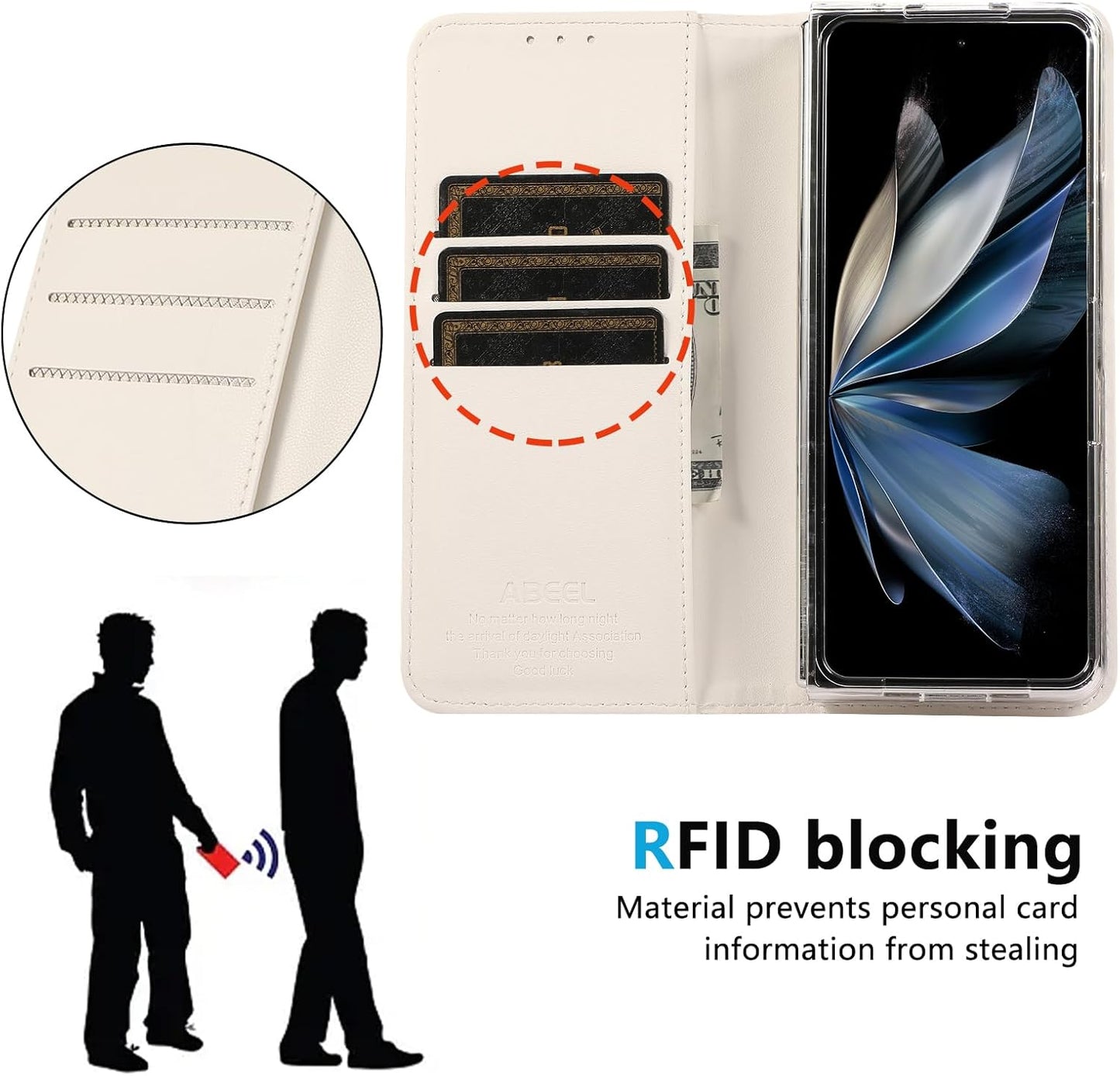 iTape Magnetic Leather Case for Samsung Galaxy Z Fold5, RFID Anti-theft Wallet Phone Case, Multi-Card Slot Magnetic Flip Cover Green