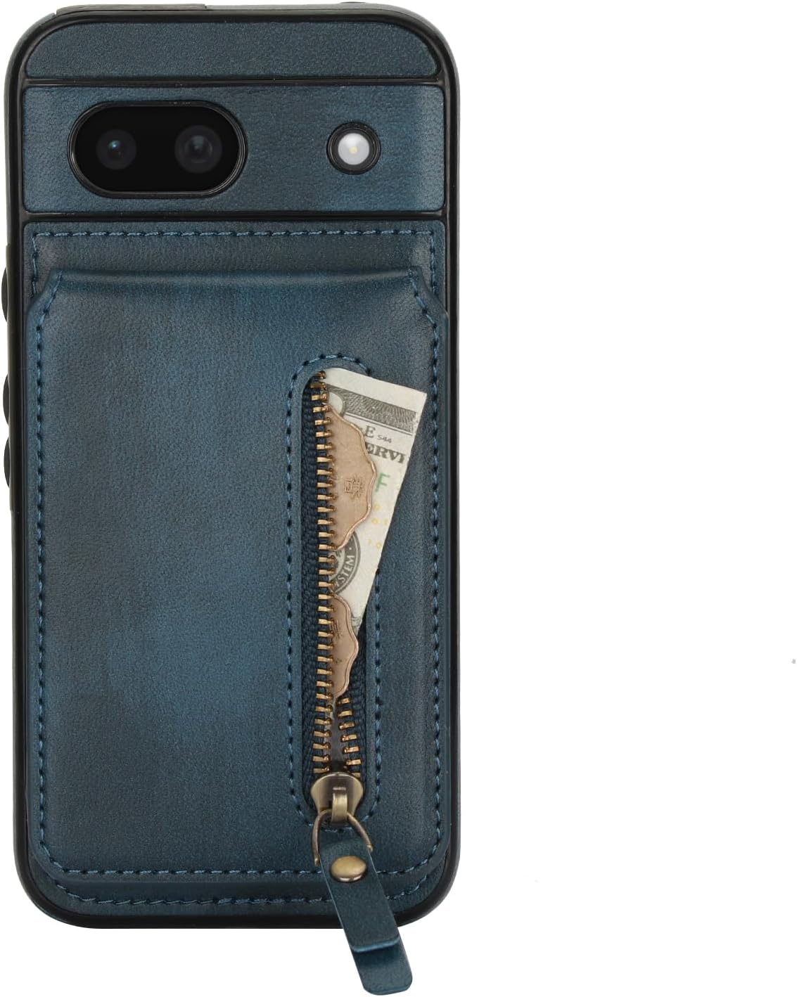 iTape Magnetic card holder phone case suitable for Google Pixel 8A, zipper magnetic split magnetic wallet with adjustable bracket Black