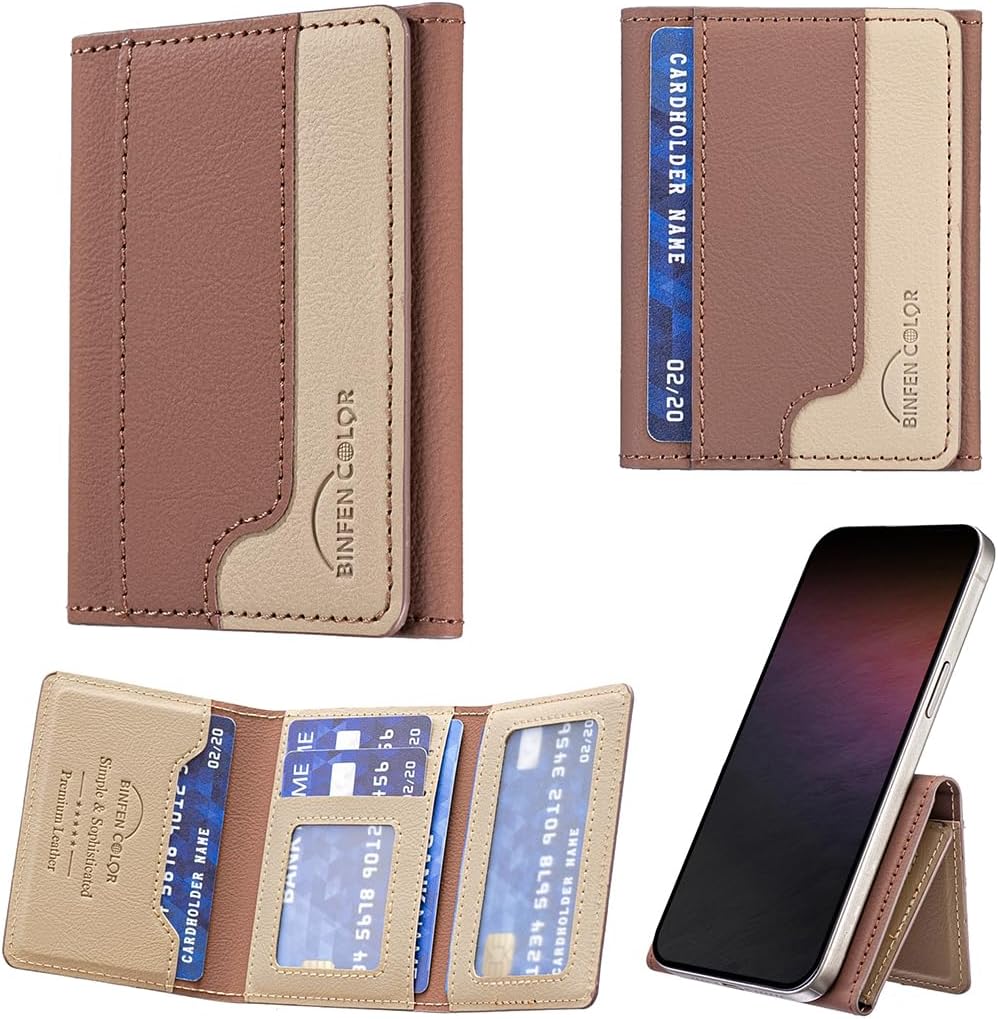iTape Leather Magnetic Phone Wallet Compatible with Various Phone Models Android and iOS, Colorblock Horizontal Magnetic Card Holder Ultra-thin Wallet Card Holder Flip Stand Green