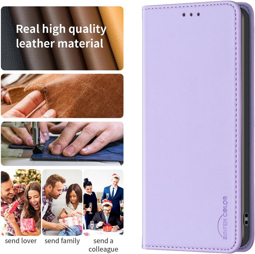 Leather Phone Case for iPhone 16E, Magnetic Leather Wallet Case, Flip Stand Shockproof Protection Gold