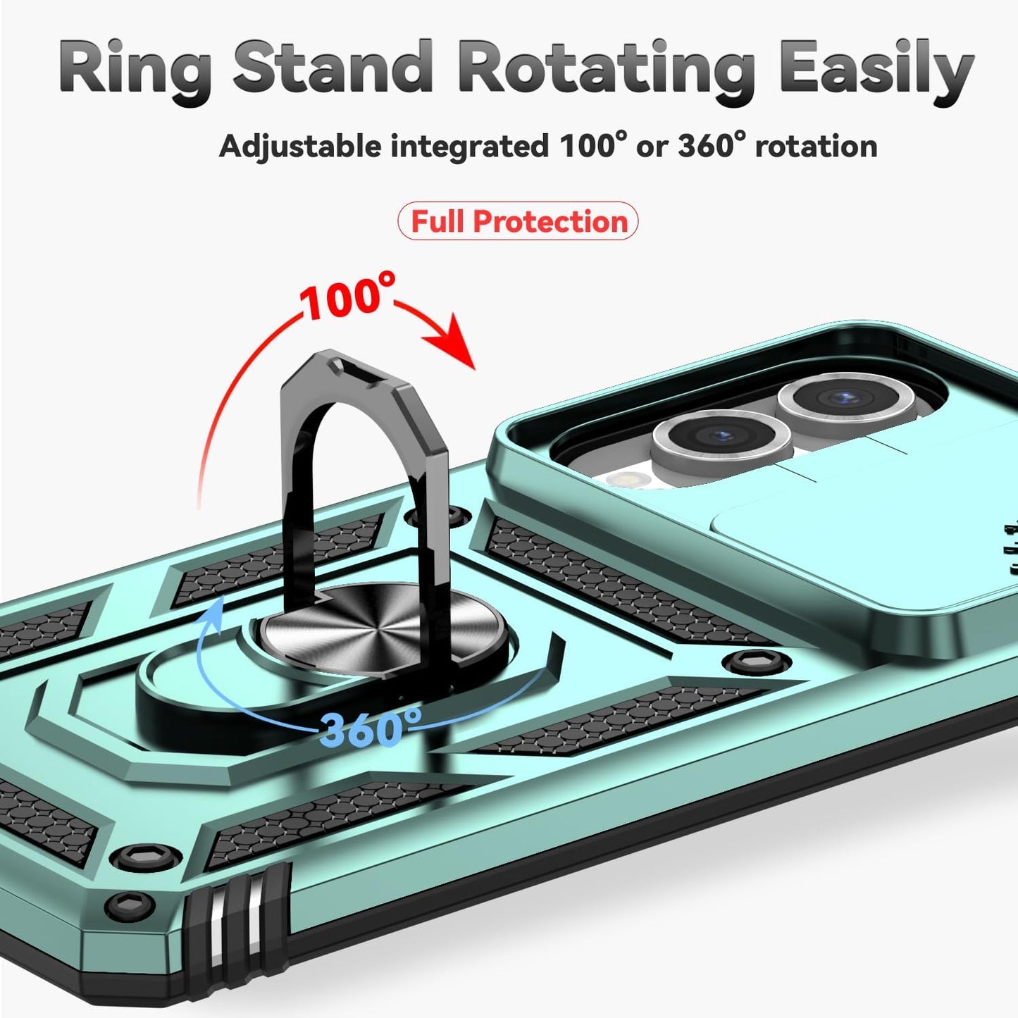 iTape Magnetic Car Mount 2 in 1 Phone Case for Samsung Galaxy S25 Edge 5G, Military Grade Protective Case, Phone Case Built-in 360° Rotating Ring Bracket Buckle Push Window Lens Protection Red