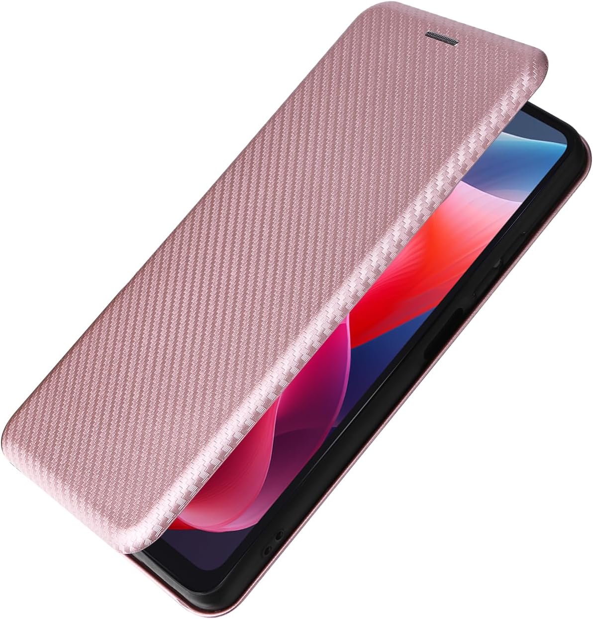 iTape Carbon fiber phone case for Motorola Moto G 04. Magnetic flip phone case, credit card slot, wallet case, shockproof and drop-proof Green