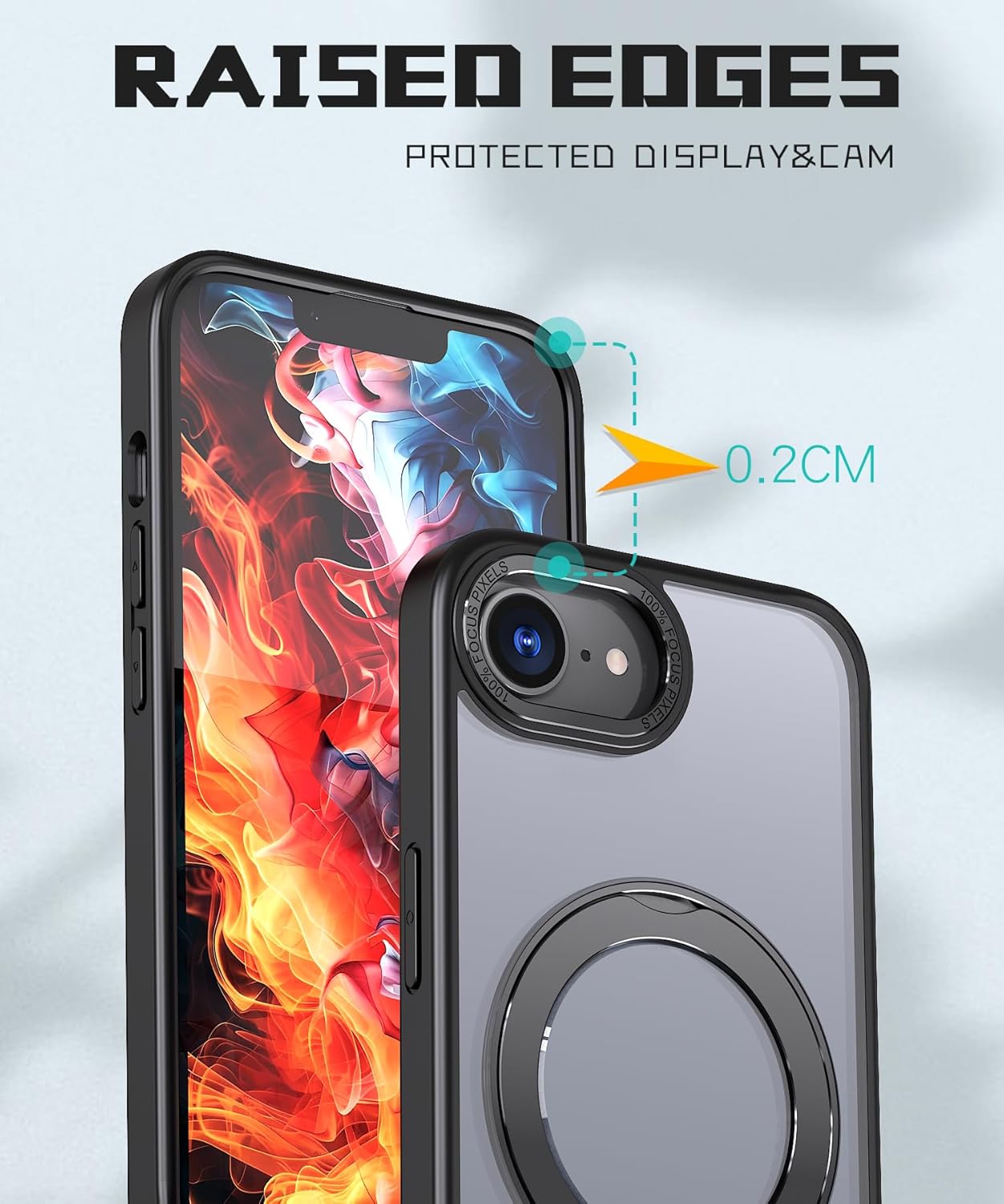 Magnetic phone case for iPhone 16E, 360° rotating bracket supports wireless charging, shockproof ultra-thin shell Gray