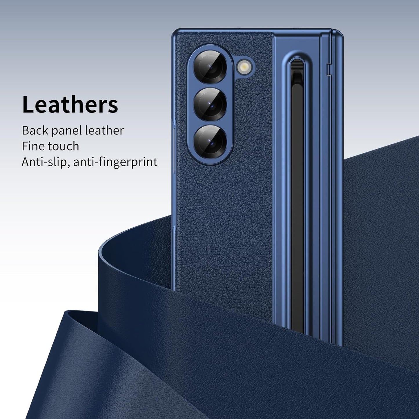 Lightweight phone case for Samsung Galaxy Z Fold6, hinged case supports wireless charging with lens protection, screen protector, complimentary stylus, drop-proof and fingerprint resistant