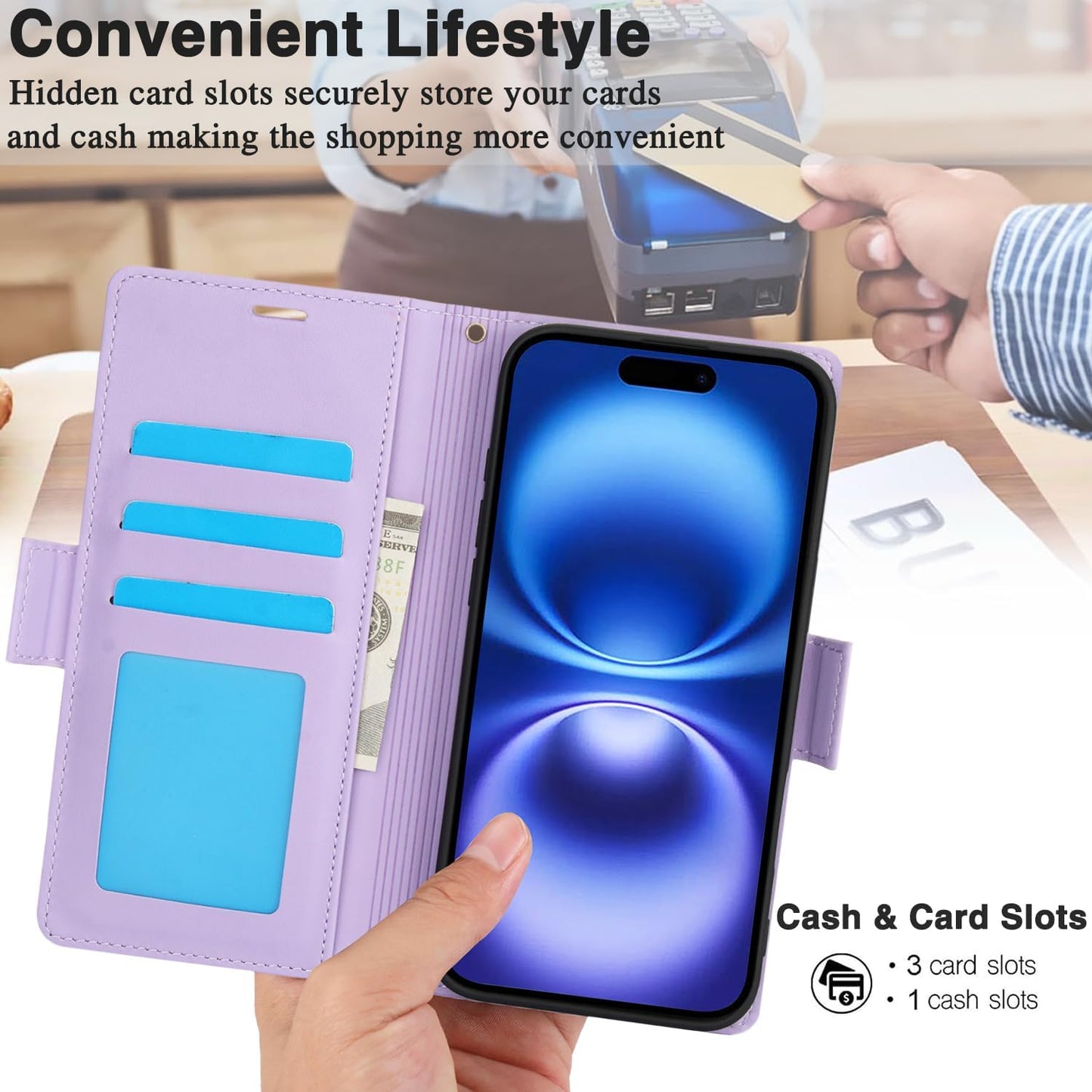 Printed Wallet Phone Case for iPhone 16 Plus, RFID (Anti-Theft), Wallet Flip Stand with Wrist Strap for iPhone 16 Plus Rose Gold