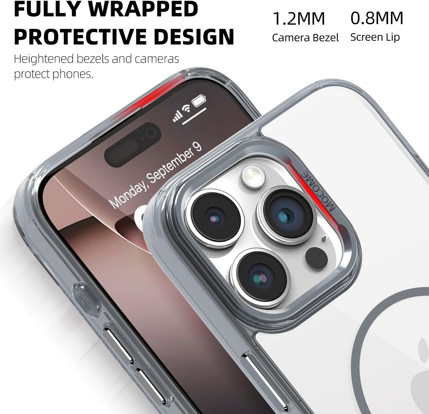 Magnetic transparent phone case for iPhone 16 Pro max, supports wireless charging, military-grade drop-proof, compatible with iPhone 16 Pro max Car magnetic bracket 2 in 1 magnetic card holder