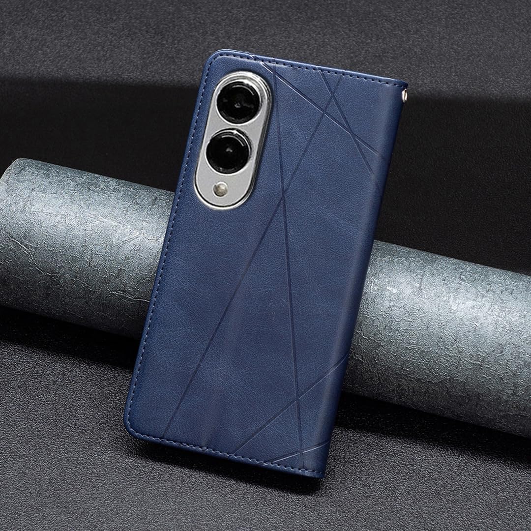 iTape Magnetic diamond-shaped leather phone case for Samsung Galaxy S25 Edge, magnetic closure wallet-style case, flip-top stand, provides shockproof protection Gray