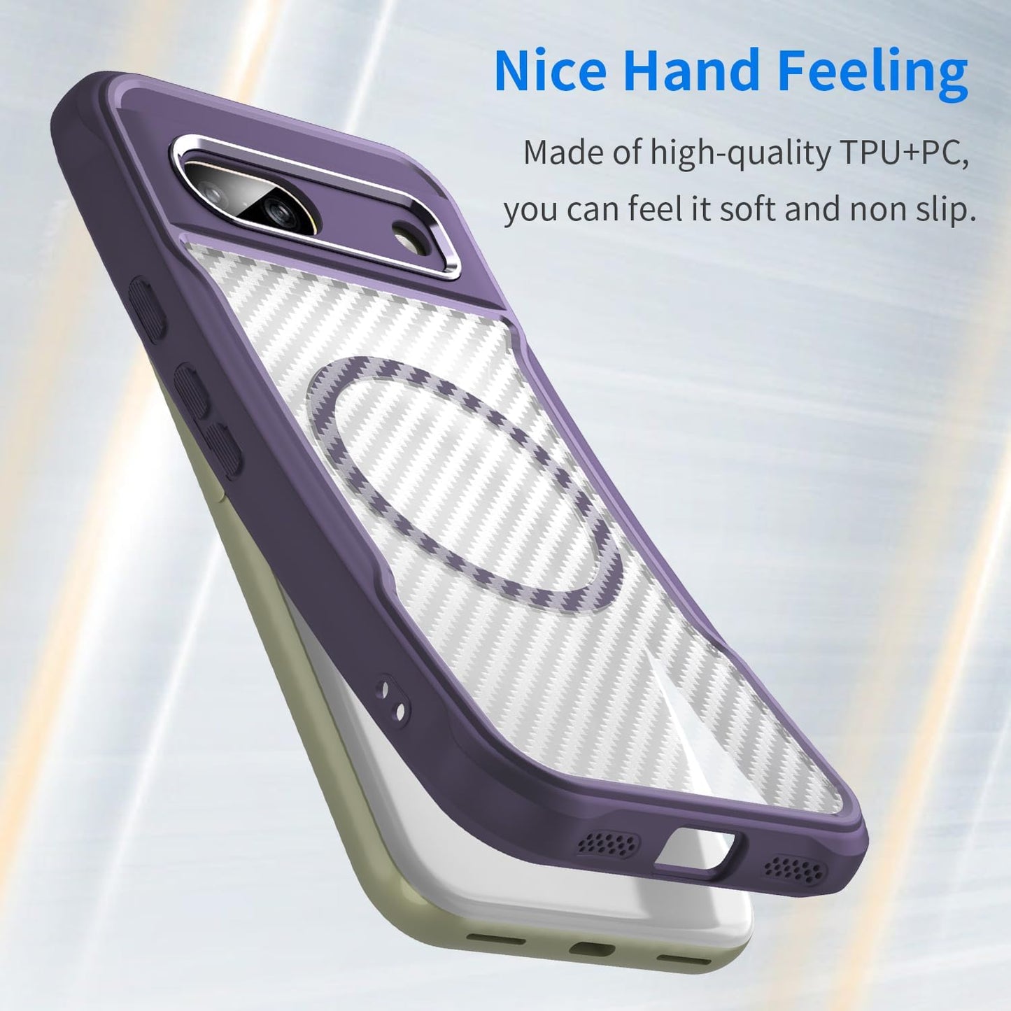 iTape Magnetic carbon fibre case forGoogle Pixel 8a, support wireless charging, carbon fibre shockproof slim case Black