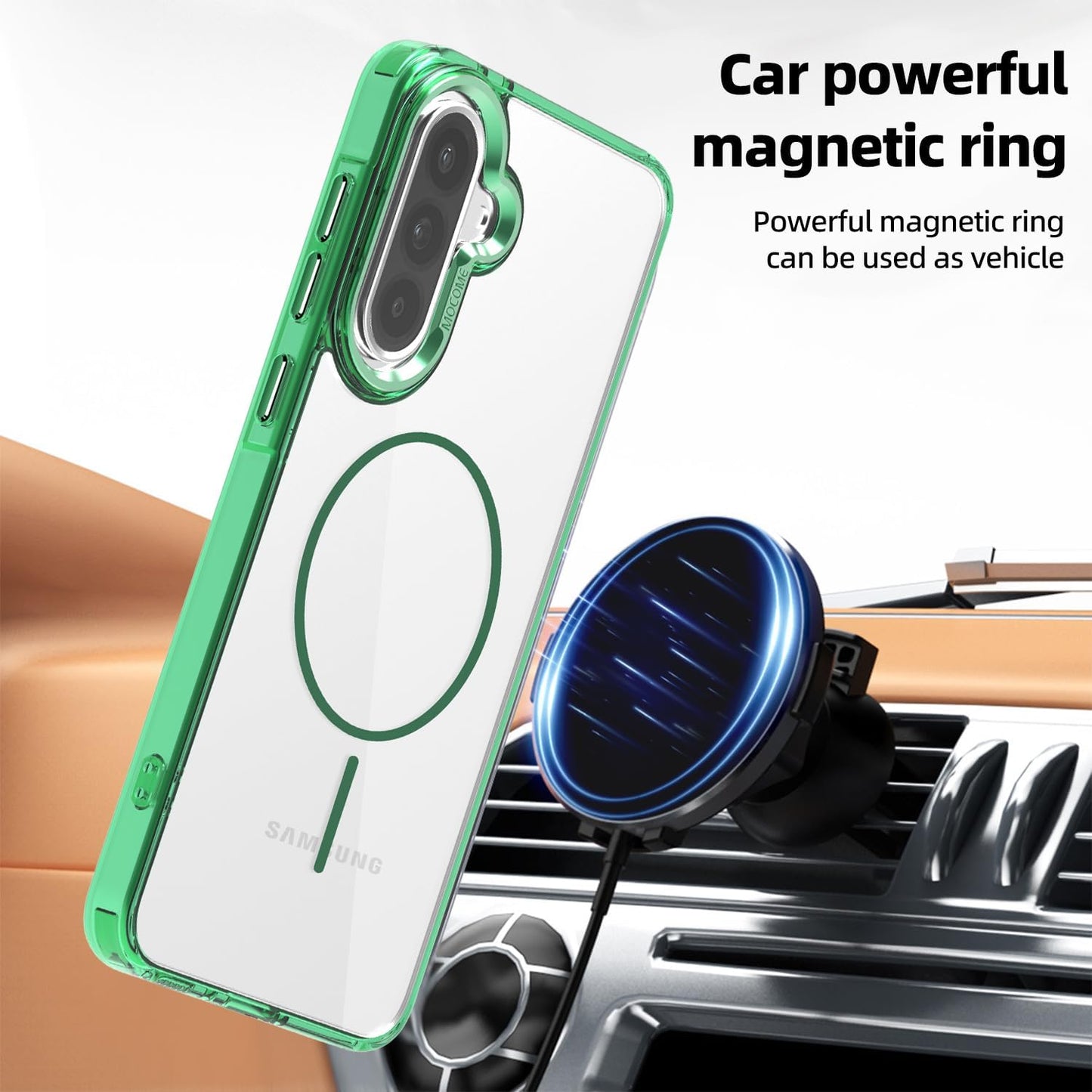 iTape Magnetic transparent phone case for Samsung Galaxy A36, supports wireless charging, military-grade drop-proof, compatible with Samsung Galaxy A36 Car magnetic bracket