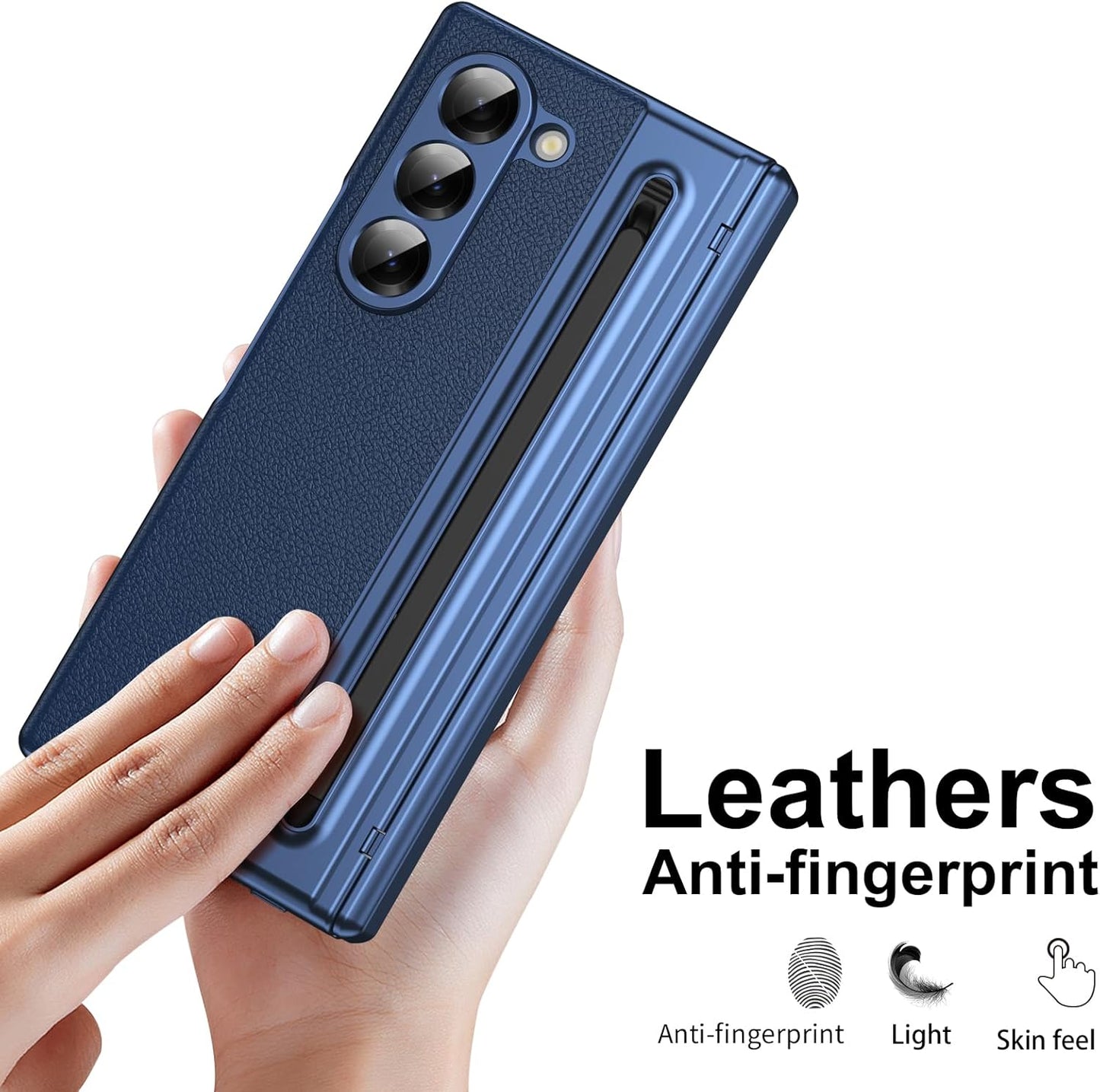 Lightweight phone case for Samsung Galaxy Z Fold6, hinged case supports wireless charging with lens protection, screen protector, complimentary stylus, drop-proof and fingerprint resistant