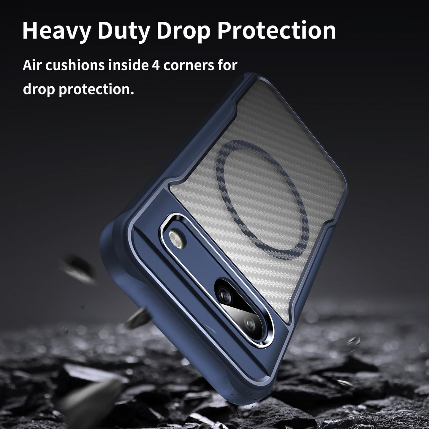 iTape Magnetic carbon fibre case forGoogle Pixel 8a, support wireless charging, carbon fibre shockproof slim case Black