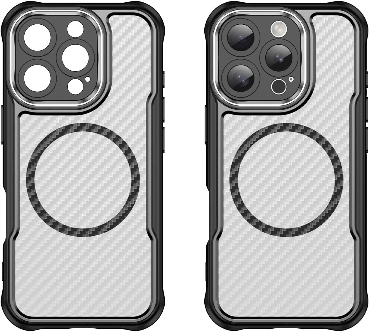 Magnetic carbon fibre case for iPhone 16 Pro, support wireless charging, carbon fibre shockproof slim case Purple