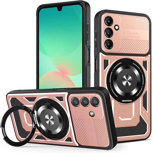 iTape Hard Plated PC Armor Cover for Samsung Galaxy A26 with 360° Rotating Metal Ring Strong Magnetic Car Mount Phone Case Support wireless charging