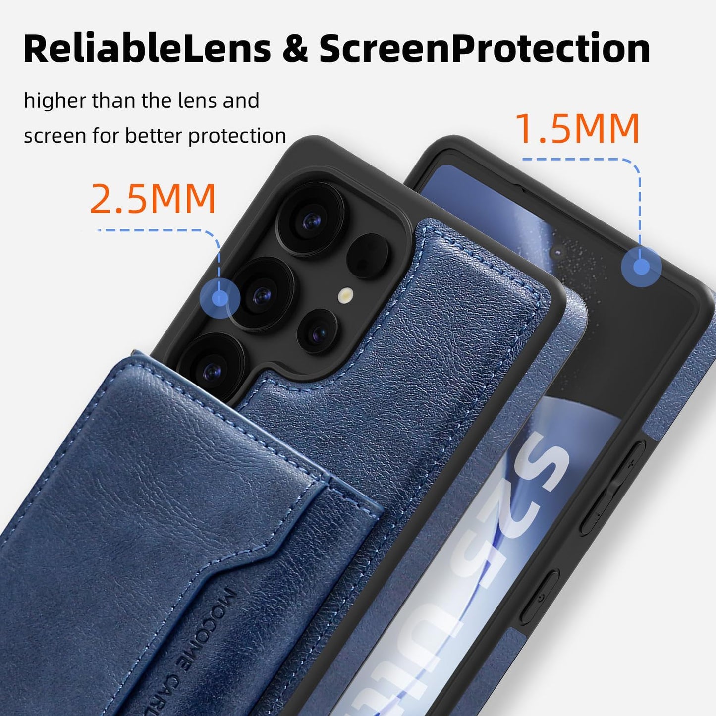 2 in 1 card holder phone case for Samsung Galaxy S25 Ultra, magnetic leather phone case magnetic car mount wireless charging, card holder holder Purple